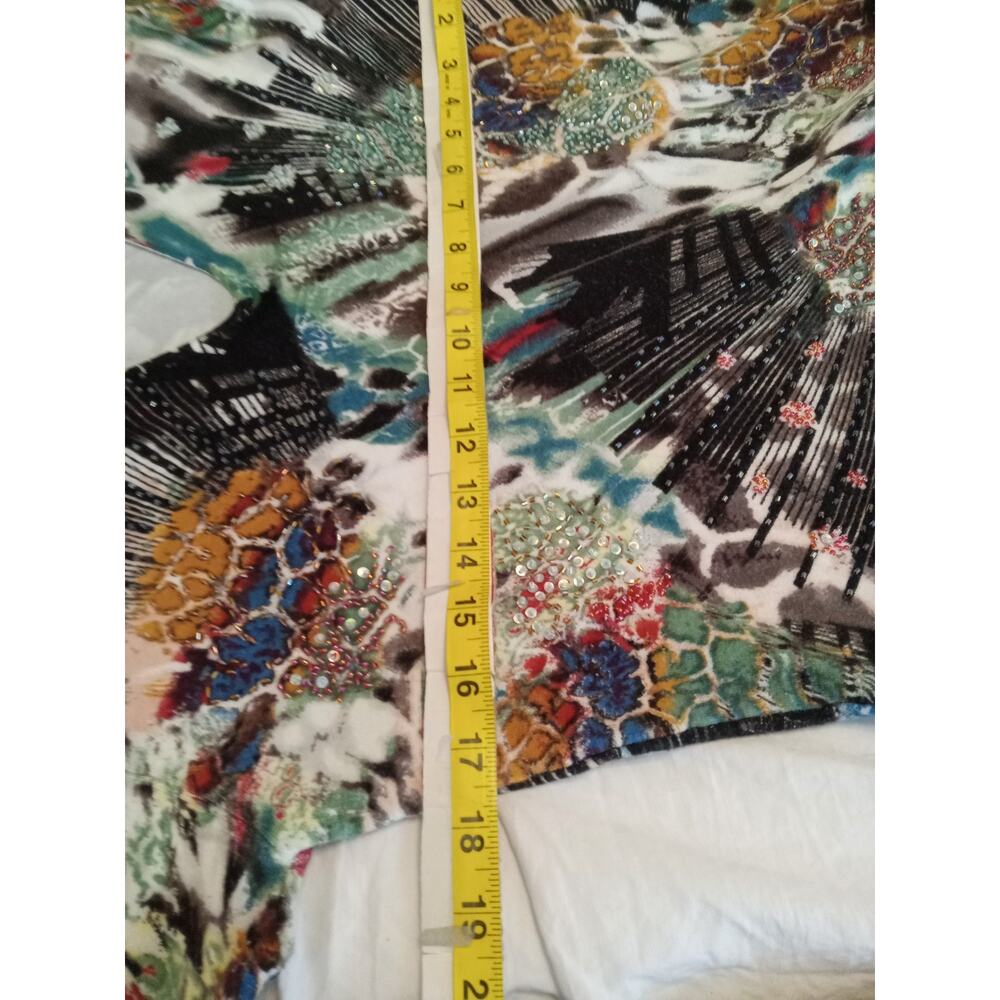 Vtg Alberto Makali Y2K Graphic Sweater Sz Large Beaded Euro Artsy Indie - Picture 8 of 9